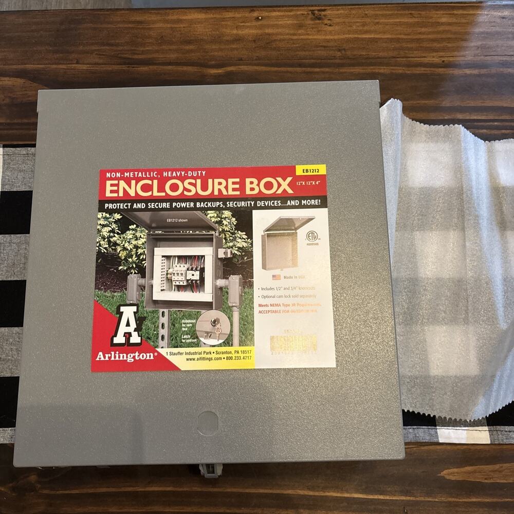 EB1212 New Arlington Electronic Non-Metallic Gray Enclosure Box 12x12x4